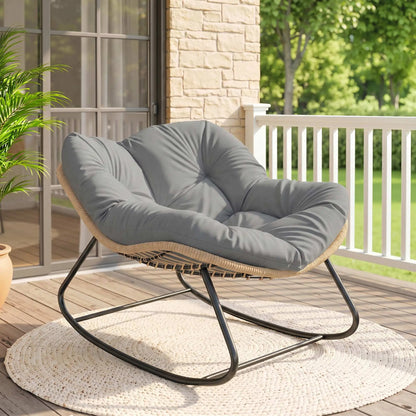 Papasan Rocking Chair, Oversized With Cushion, Grey Outdoor Rocking Chairs at Gallery Canada