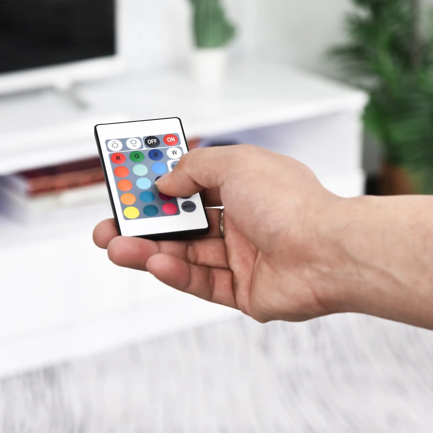 LED Lighted TV Stand for 75" TVs, Modern Cabinet with Drawers, High Gloss, White TV Stands at Gallery Canada