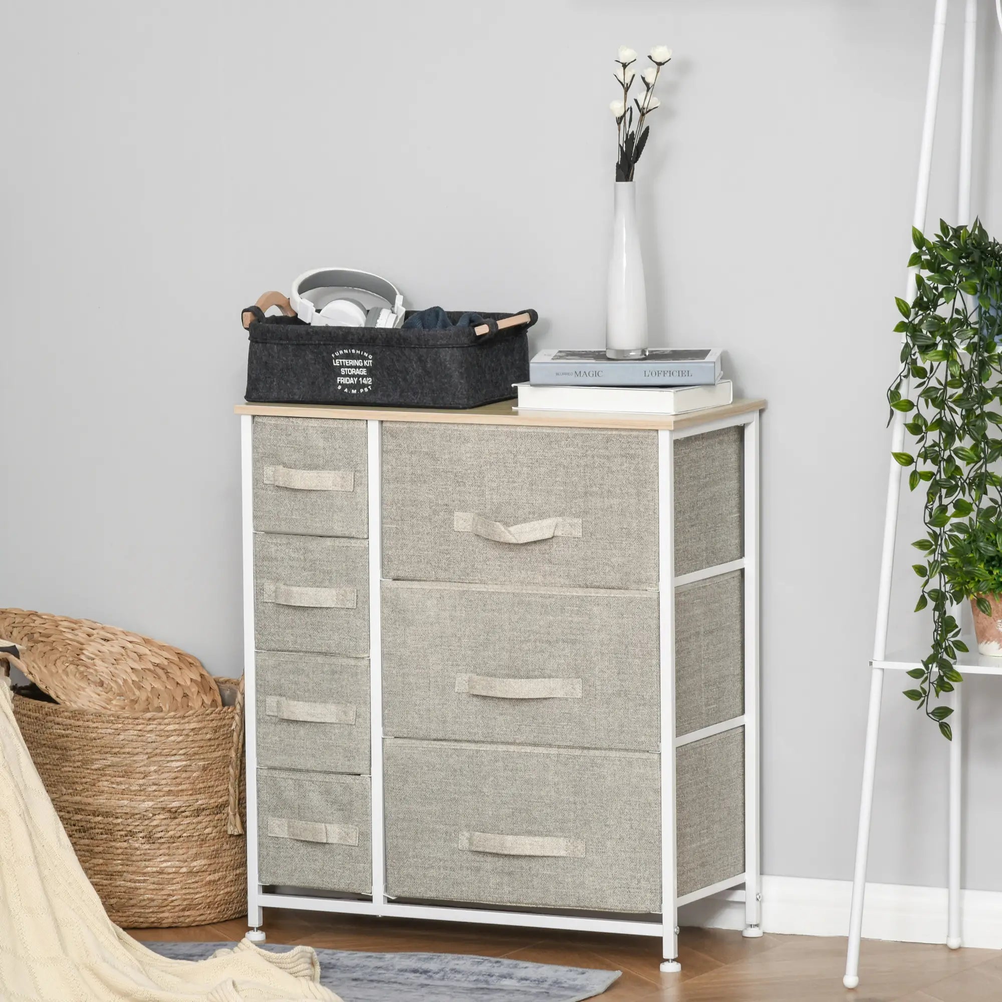 7-Drawer Dresser, Metal Frame, Fabric, Light Grey Storage Cabinets at Gallery Canada
