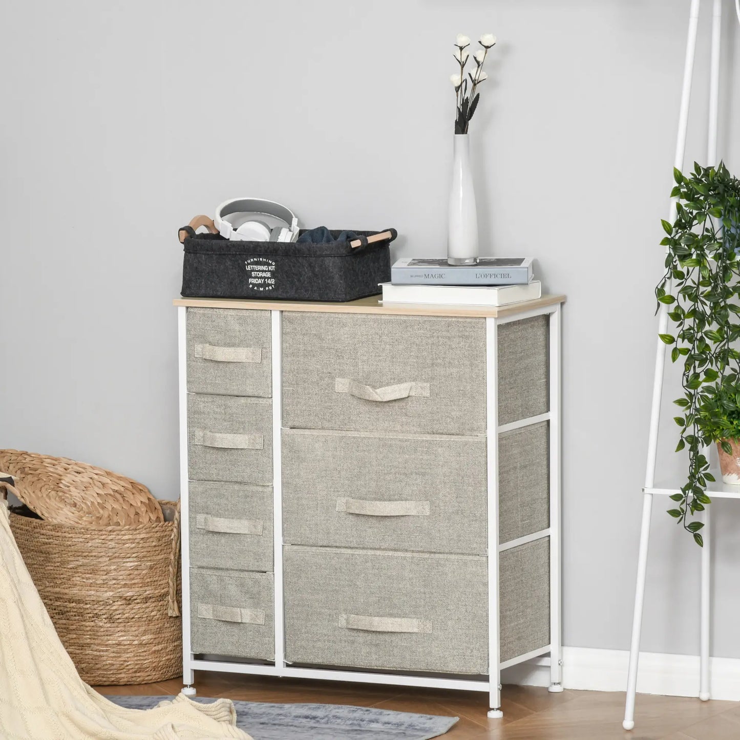 7-Drawer Dresser, Metal Frame, Fabric, Light Grey Storage Cabinets at Gallery Canada