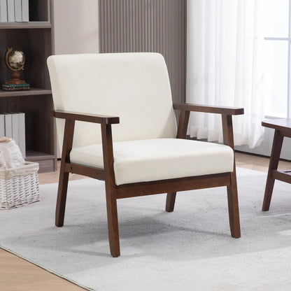 Modern Accent Chair, Cushioned Seat, Linen-Feel Upholstery, Cream White Accent Chairs at Gallery Canada