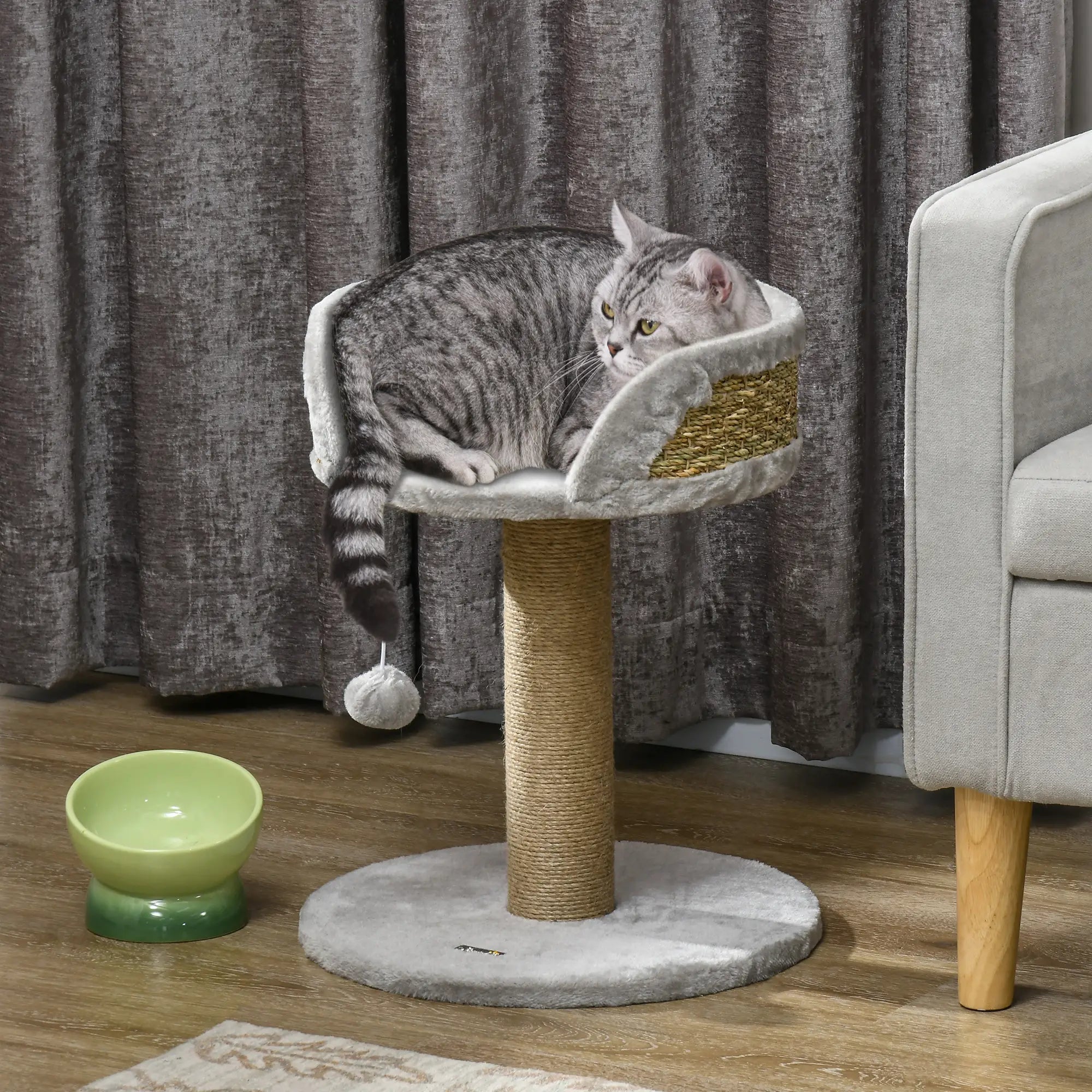Cat Tree with Scratching Post, Toy Ball, Perch, 16