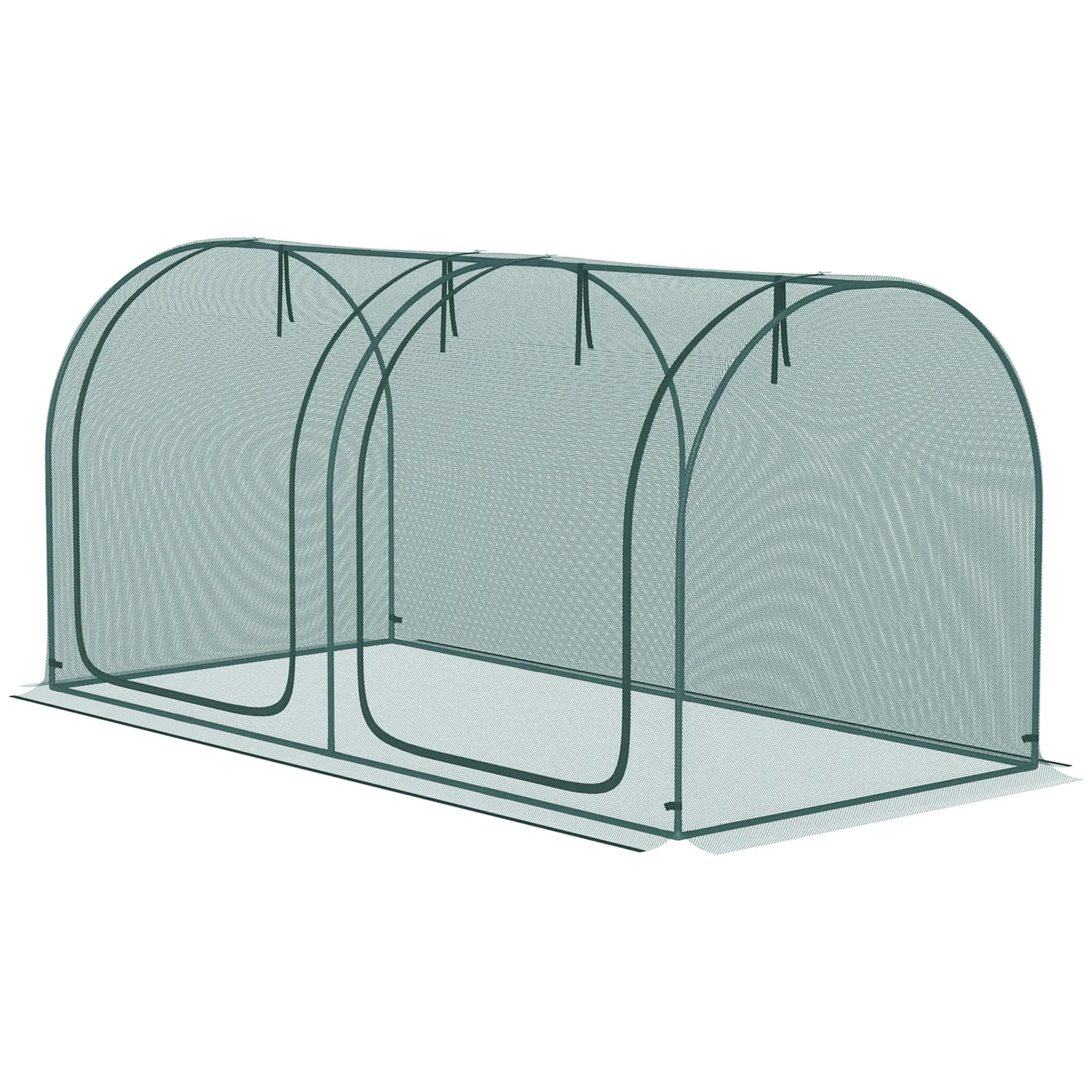 8' x 4' Crop Cage, Plant Protection Tent, 2 Zippered Doors, 4 Stakes, Dark Green Walk In Greenhouses Dark Green at Gallery Canada