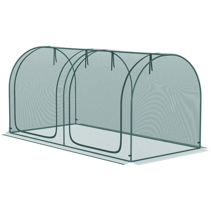 8' x 4' Crop Cage, Plant Protection Tent, 2 Zippered Doors, 4 Stakes, Dark Green Walk In Greenhouses Dark Green at Gallery Canada