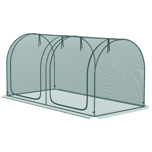 8' x 4' Crop Cage, Plant Protection Tent, 2 Zippered Doors, 4 Stakes, Dark Green Walk In Greenhouses Dark Green at Gallery Canada