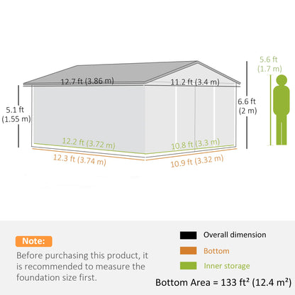 11' x 13' Garden Storage Shed, Double Sliding Door, 4 Vents, Light Grey Sheds at Gallery Canada