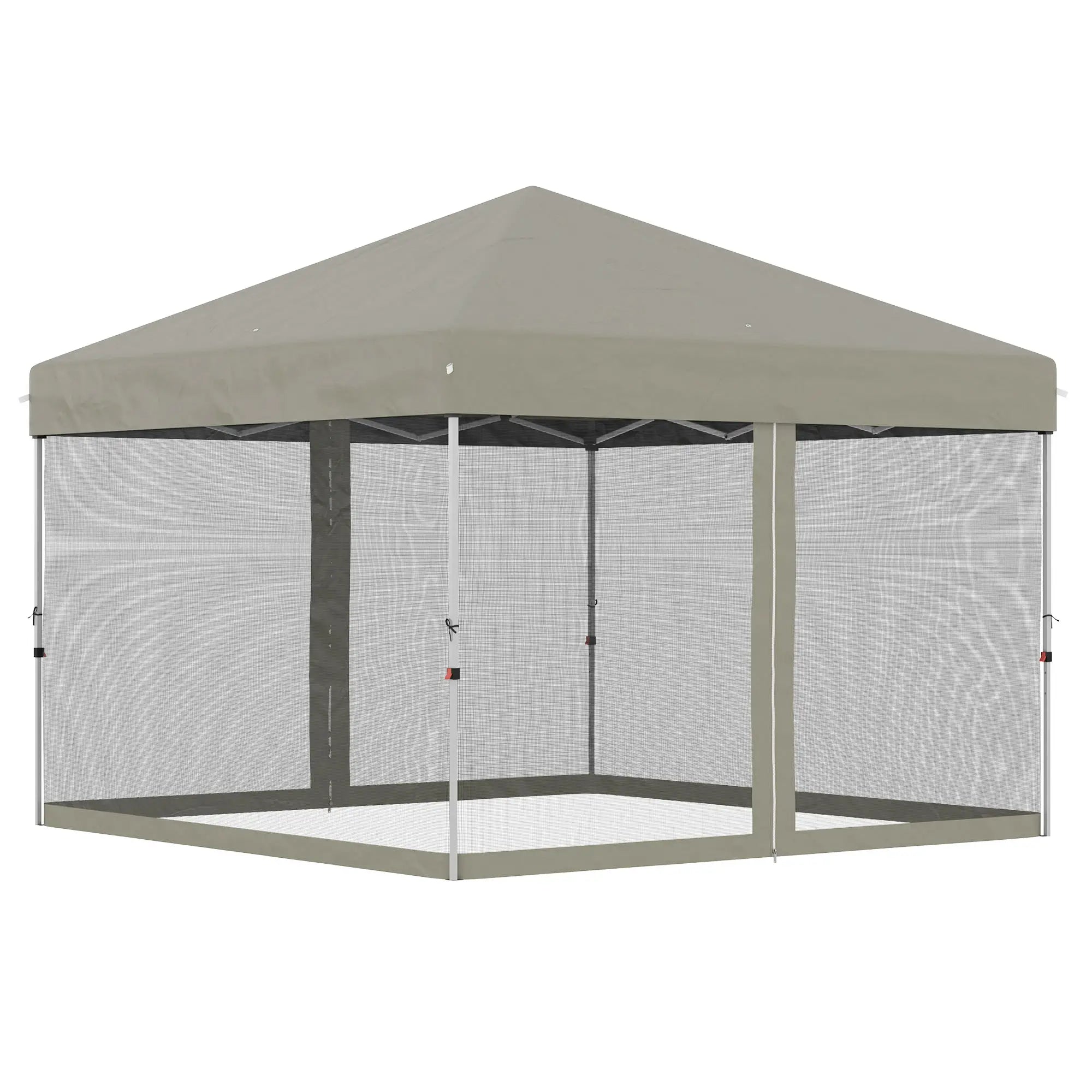 10' x 10' Pop-Up Canopy Tent, Mesh Sidewalls, Adjustable Height, Beige Pop Up Canopies Beige at Gallery Canada