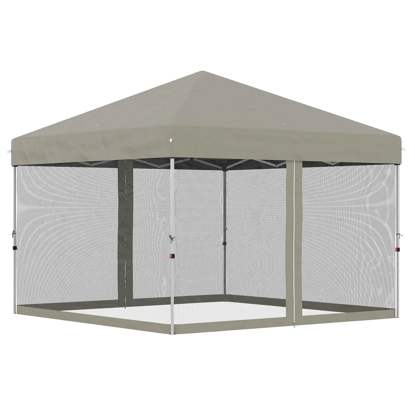 10' x 10' Pop-Up Canopy Tent, Mesh Sidewalls, Adjustable Height, Beige Pop Up Canopies Beige at Gallery Canada
