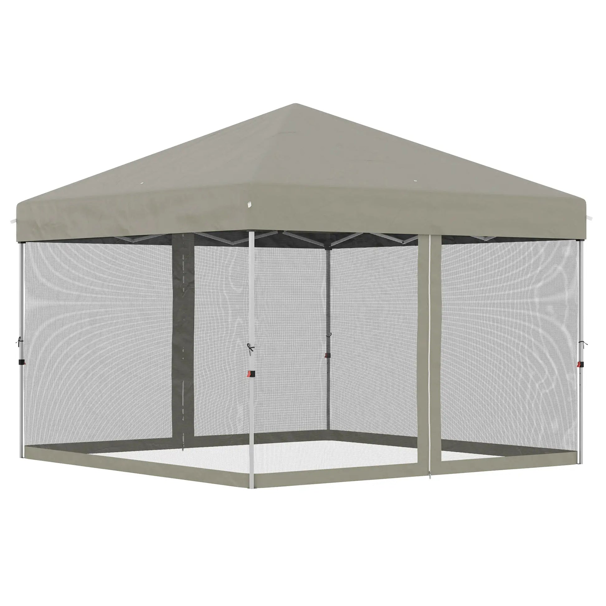 10' x 10' Pop-Up Canopy Tent, Mesh Sidewalls, Adjustable Height, Beige Pop Up Canopies Beige at Gallery Canada