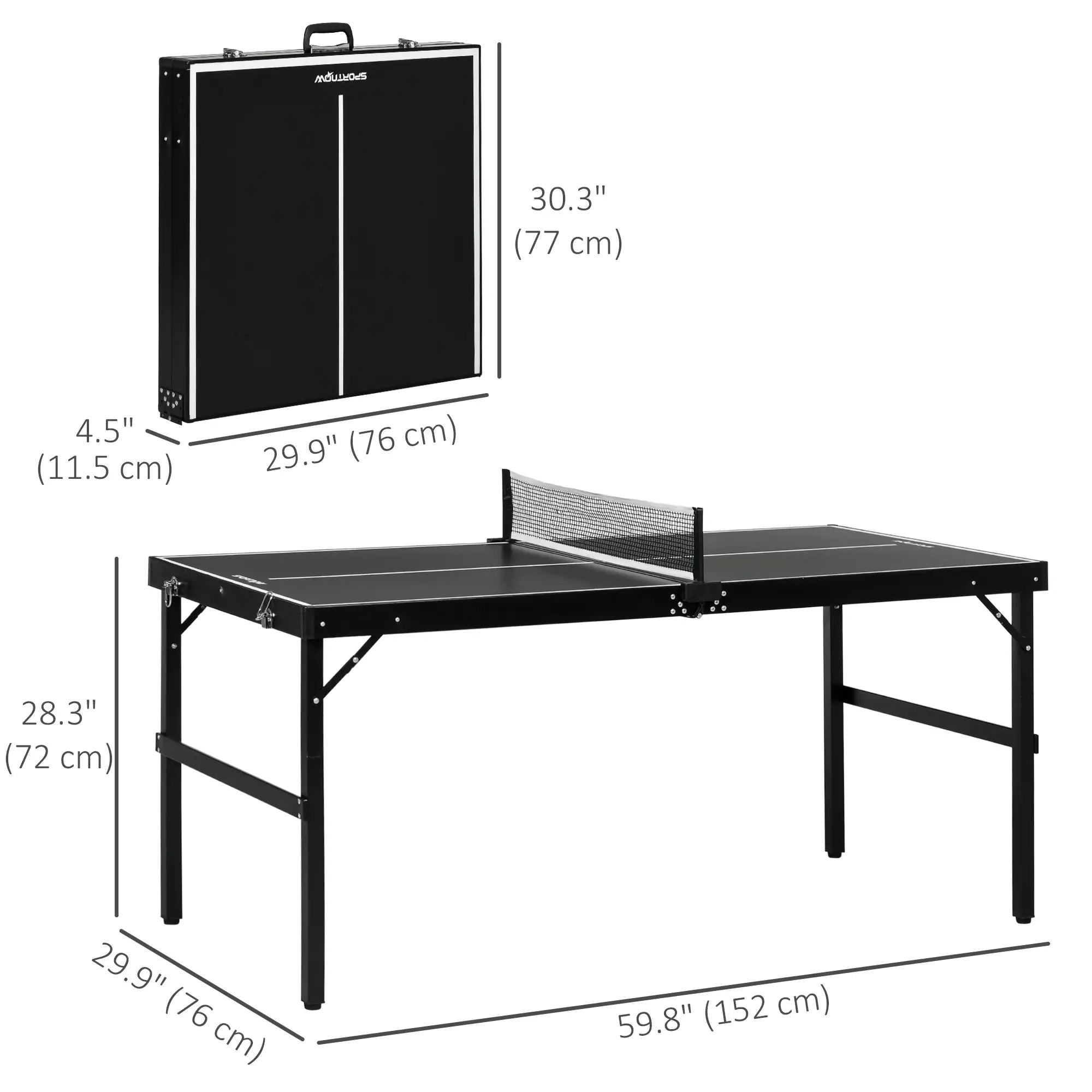 Mini Folding Table Tennis Table, Aluminium Frame, Portable, Black Game Tables at Gallery Canada