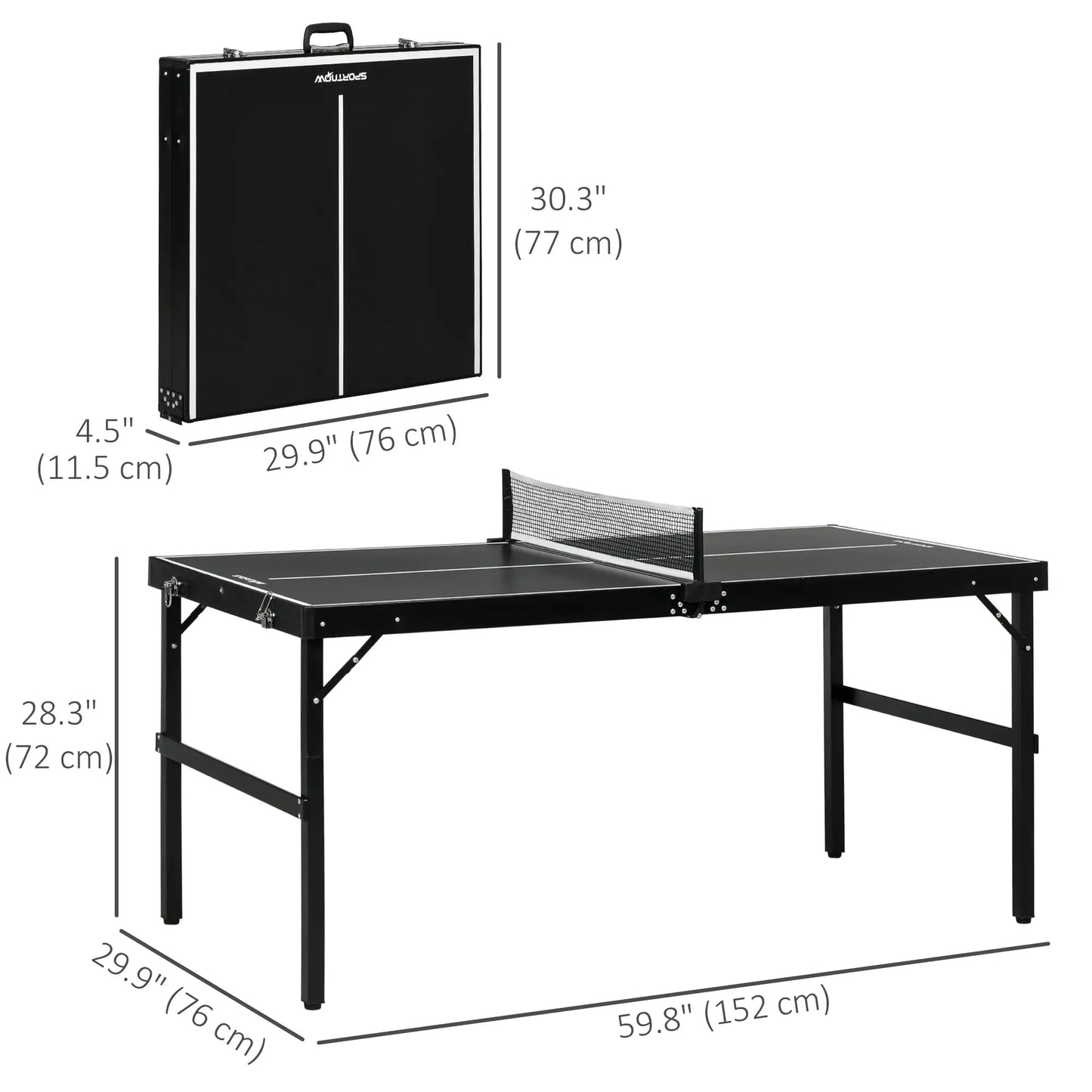 Mini Folding Table Tennis Table, Aluminium Frame, Portable, Black Game Tables at Gallery Canada