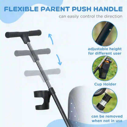 6 in 1 Kids Tricycle, Removable Handlebar, Canopy, Navy Blue Tricycles for Kids at Gallery Canada