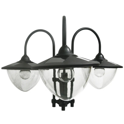 3-Têtes LED Solaire Lumière, Lampadaire avec Jardinière, Noir