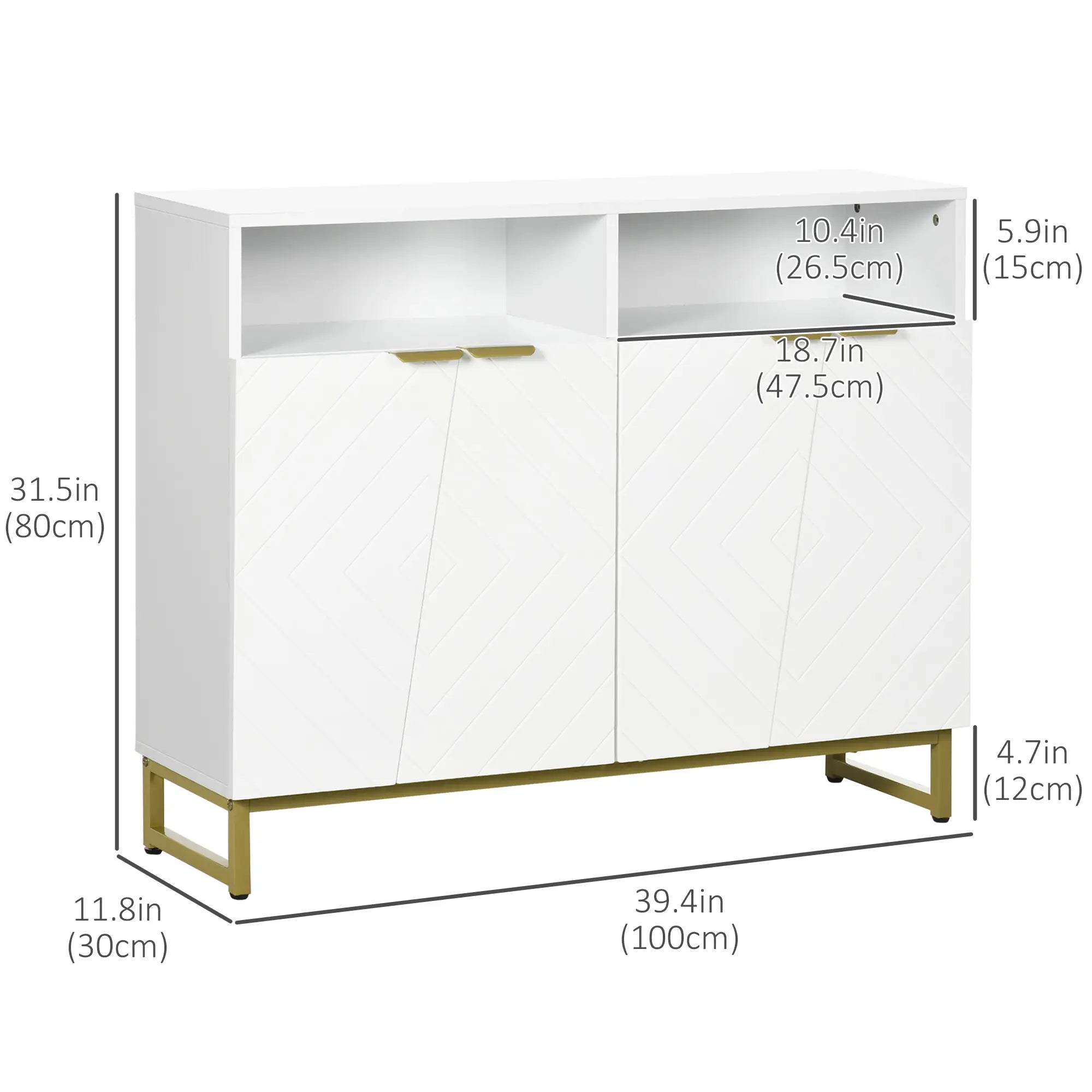 Accent Sideboard, Kitchen Storage Cabinet, 4 Doors, Adjustable Shelves, White Bar Cabinets at Gallery Canada