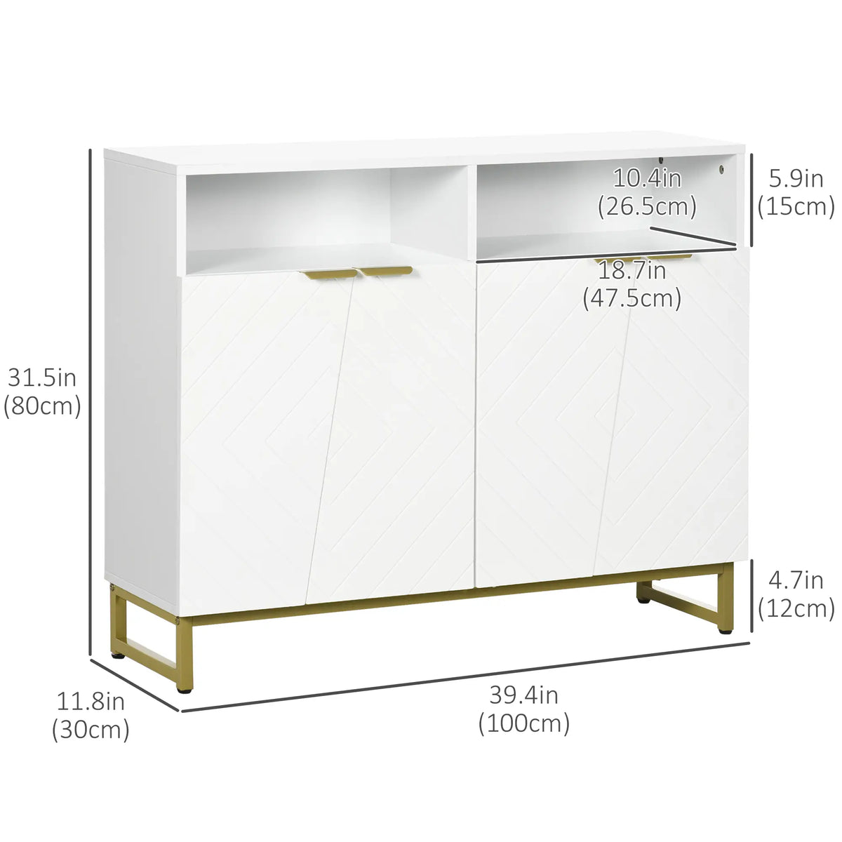 Accent Sideboard, Kitchen Storage Cabinet, 4 Doors, Adjustable Shelves, White Bar Cabinets at Gallery Canada
