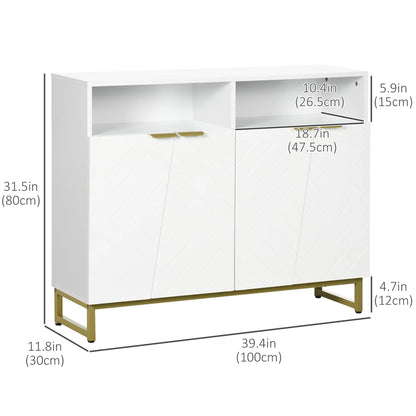 Accent Sideboard, Kitchen Storage Cabinet, 4 Doors, Adjustable Shelves, White Bar Cabinets at Gallery Canada