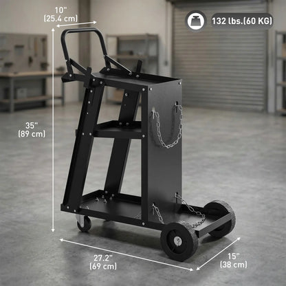 Welding Utility Cart 3-Tier Heavy Duty Rolling Tool Cart with Gas Cylinder Holder Black Tool Organizers at Gallery Canada