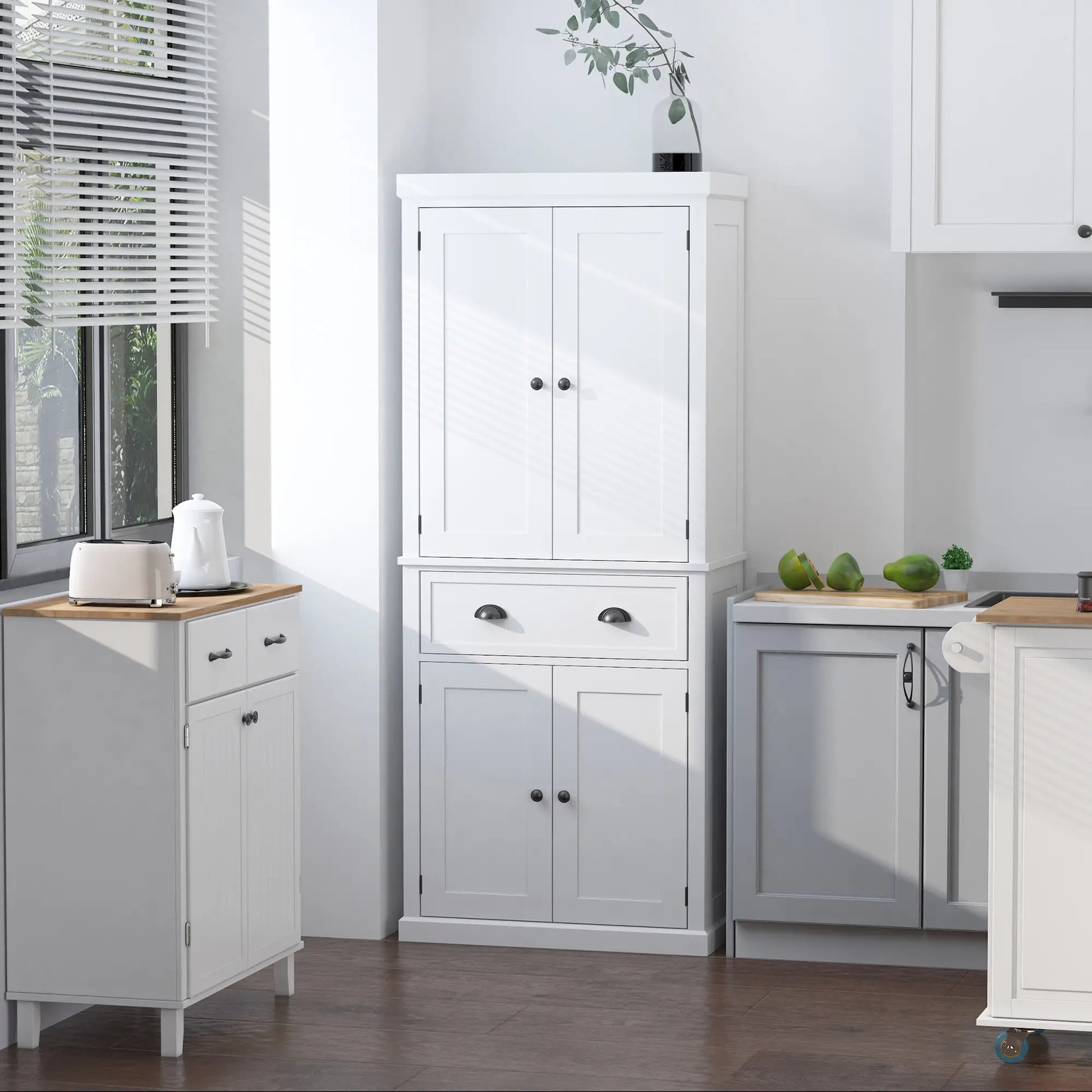 Kitchen Cabinet With 2 Drawers, MDF Board, White Kitchen Pantry Cabinets at Gallery Canada