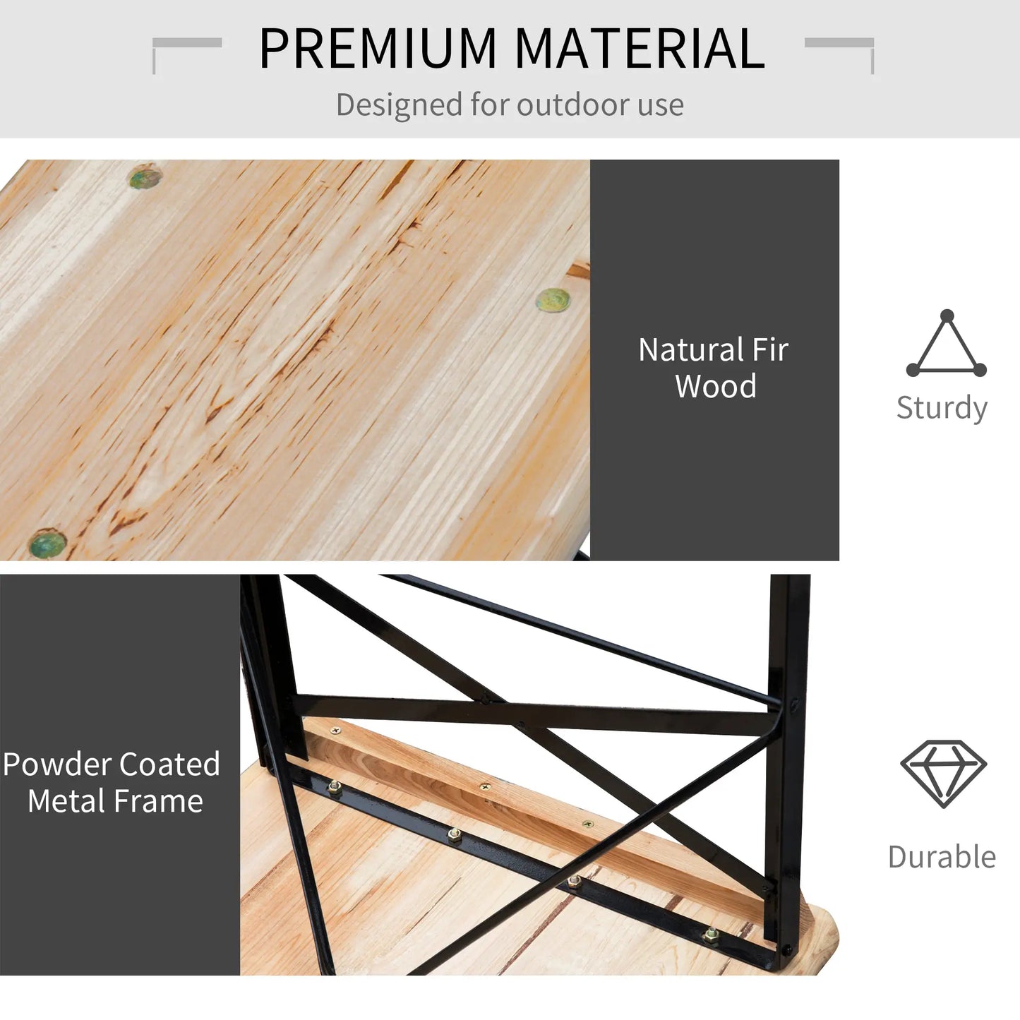 3 Pc Folding Picnic Table Set, 1 Table & 2 Benches, Portable Bistro Sets at Gallery Canada