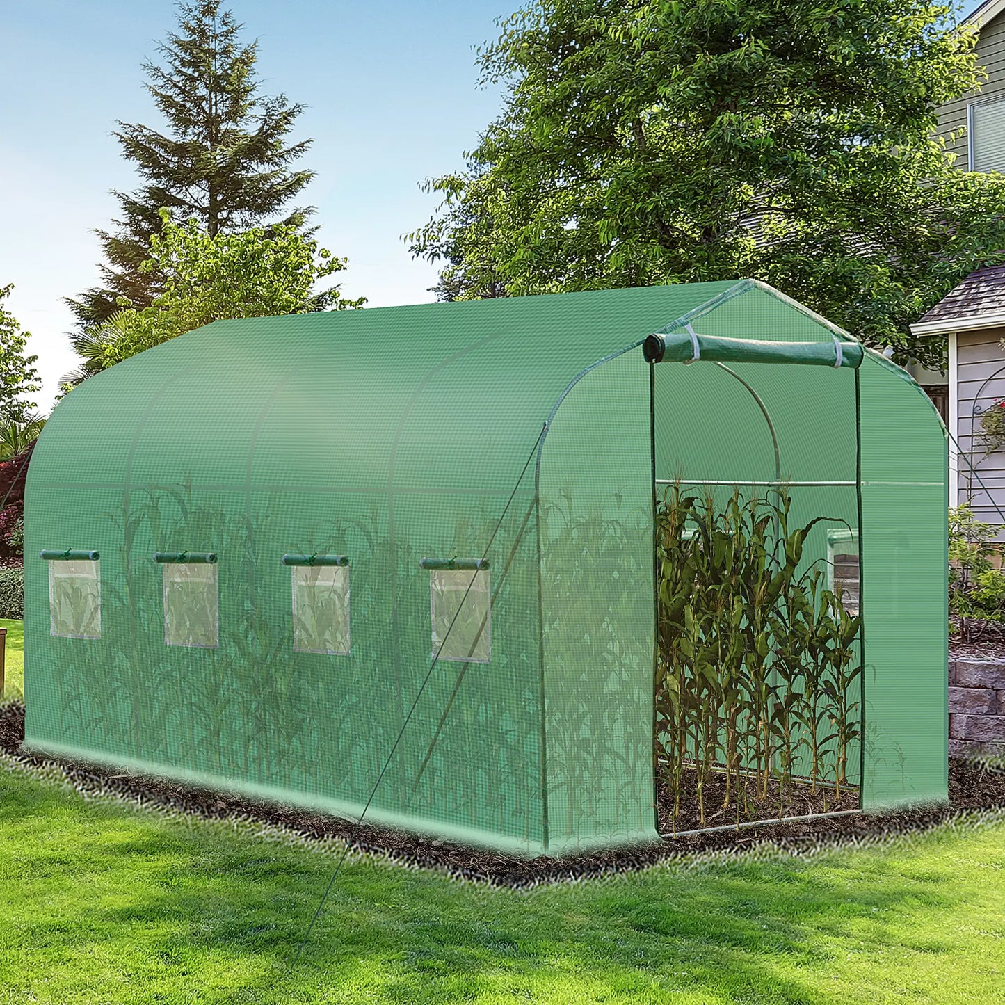 13' x 6.5' x 6.5' Walk-In Greenhouse, Plant Grow Tent, Green Plastic Greenhouses at Gallery Canada