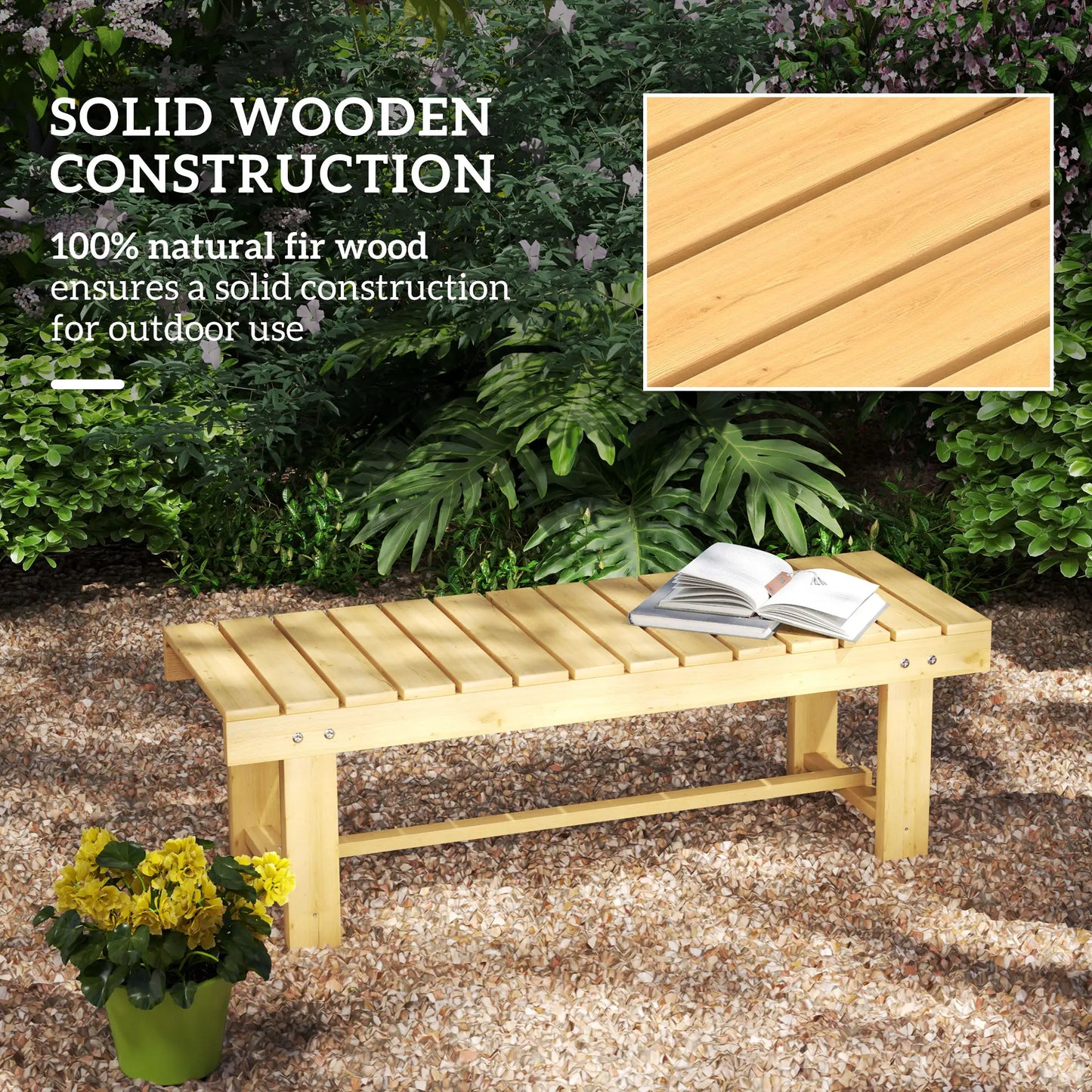 43.25" Outdoor Wood Garden Bench, Backless Patio Loveseat, Natural Outdoor Benches at Gallery Canada