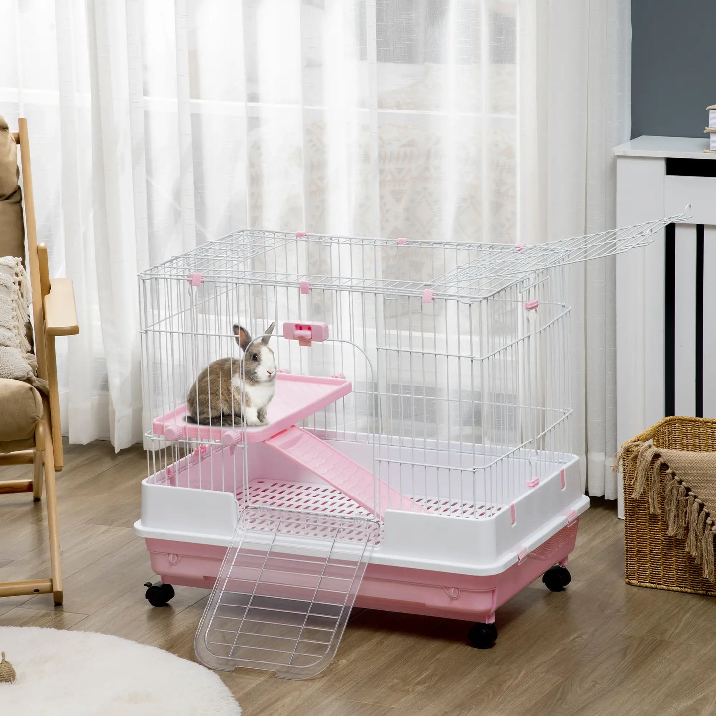 32"L 2-Level Small Animal Cage, Universal Lockable Wheels, Pink Houses & Habitats at Gallery Canada