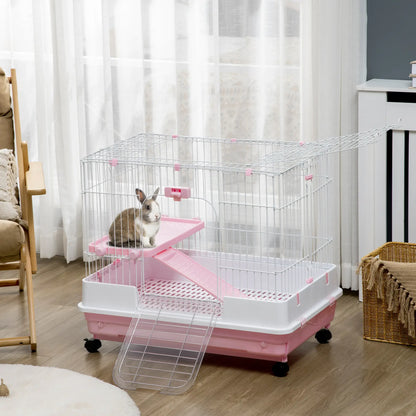 32"L 2-Level Small Animal Cage, Universal Lockable Wheels, Pink Houses & Habitats at Gallery Canada