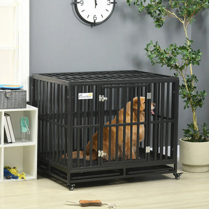 41 Heavy Duty Steel Dog Crate, Pet Cage with Wheels, Black Houses, Kennels & Pens at Gallery Canada