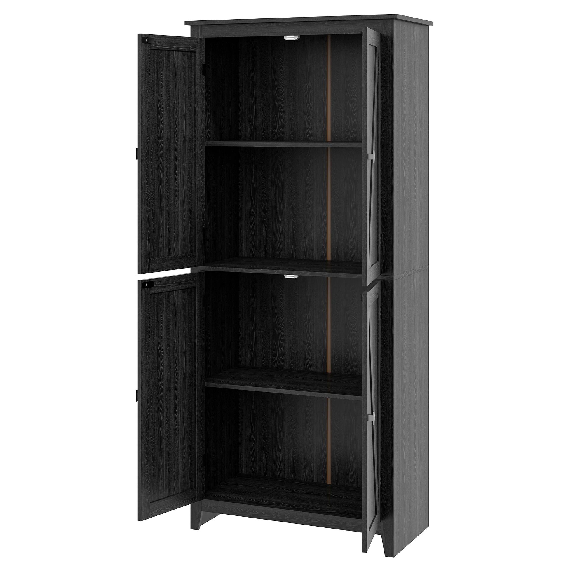 72" Freestanding Storage Cabinet, Kitchen Pantry with Doors, Shelves, Black Kitchen Pantry Cabinets at Gallery Canada