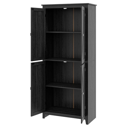 72" Freestanding Storage Cabinet, Kitchen Pantry with Doors, Shelves, Black Kitchen Pantry Cabinets at Gallery Canada
