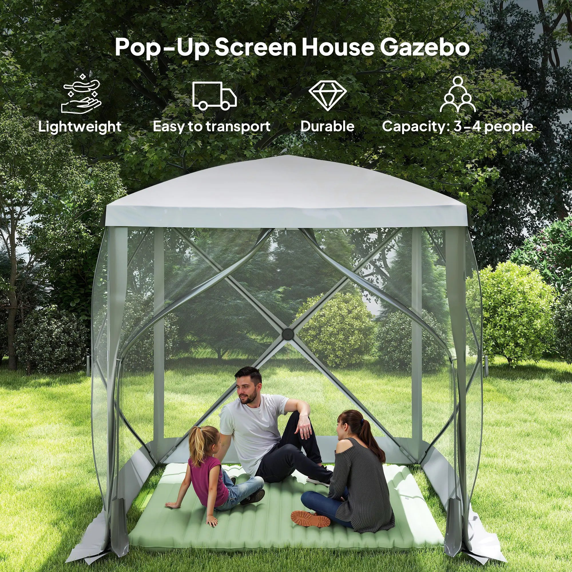 Pop-Up Tent, Foldable, Zippered Door, Ground Stakes, Fits 3-4, Light Grey Pop Up Canopies at Gallery Canada