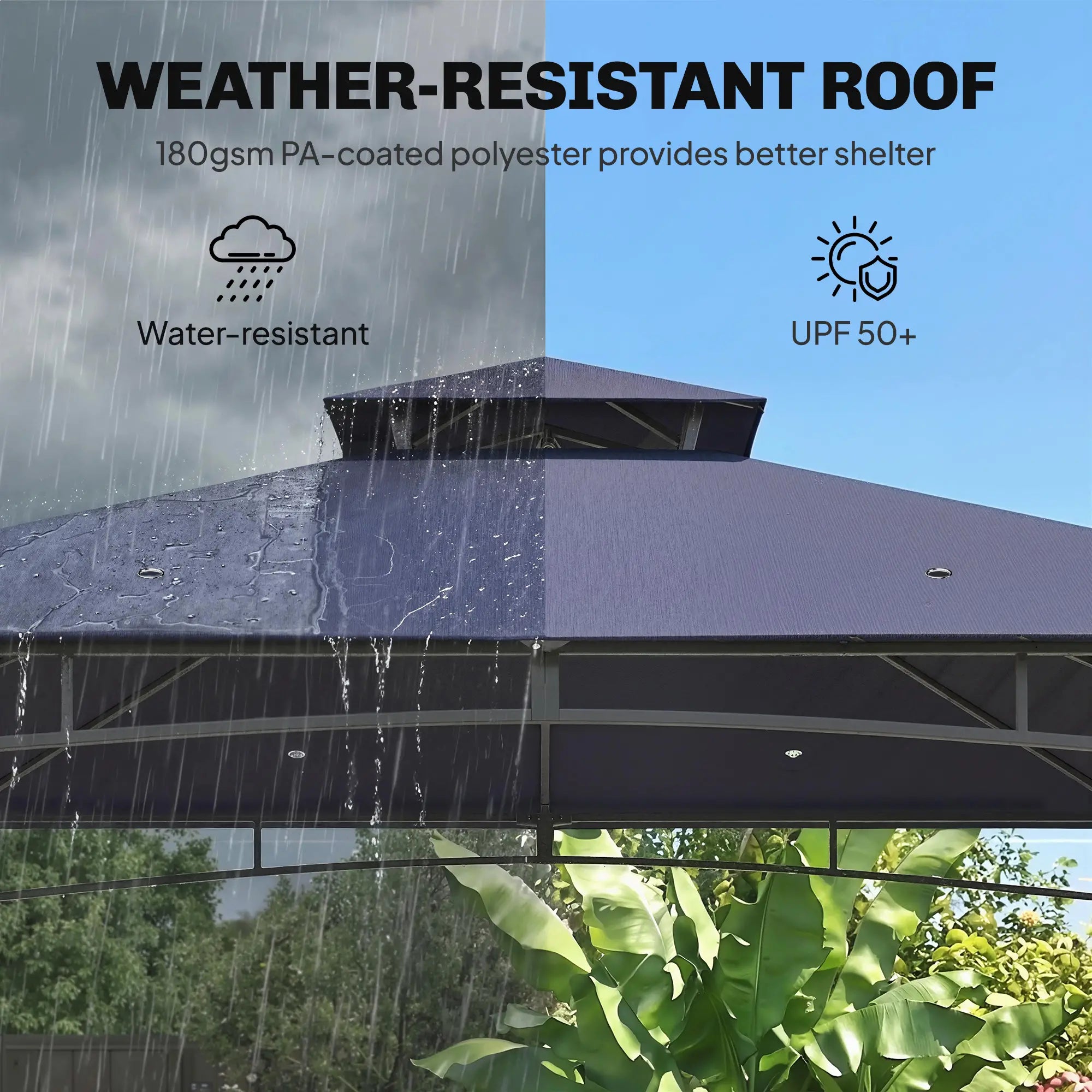 10' x 10' Gazebo, Soft Top, 2-Tier Roof, Metal Frame, Navy Blue Gazebos at Gallery Canada