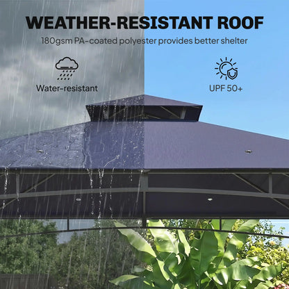 10' x 10' Gazebo, Soft Top, 2-Tier Roof, Metal Frame, Navy Blue Gazebos at Gallery Canada