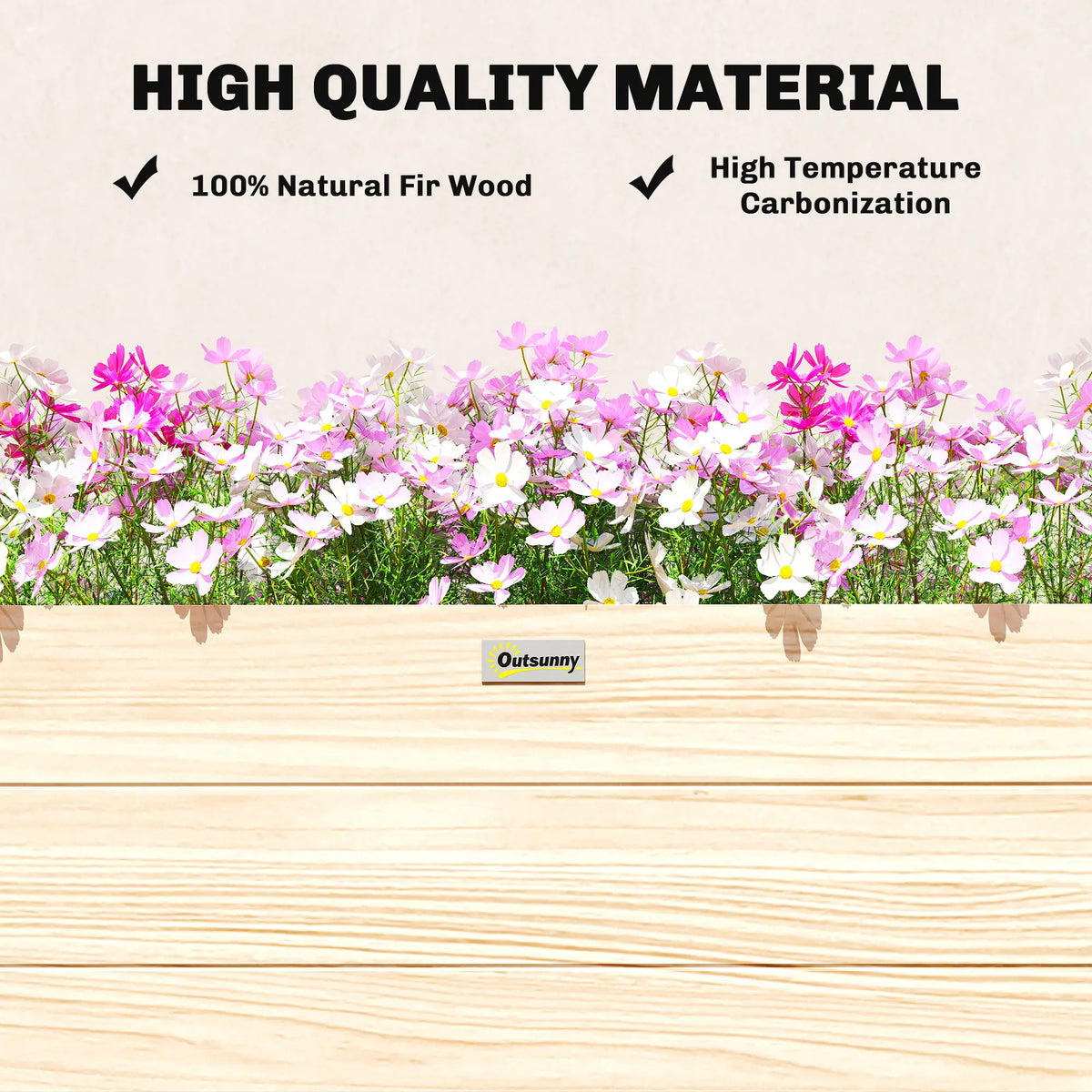 3.3 x 1.2 x 1.2 ft Raised Garden Bed Planter, Natural Wooden Planter Boxes at Gallery Canada