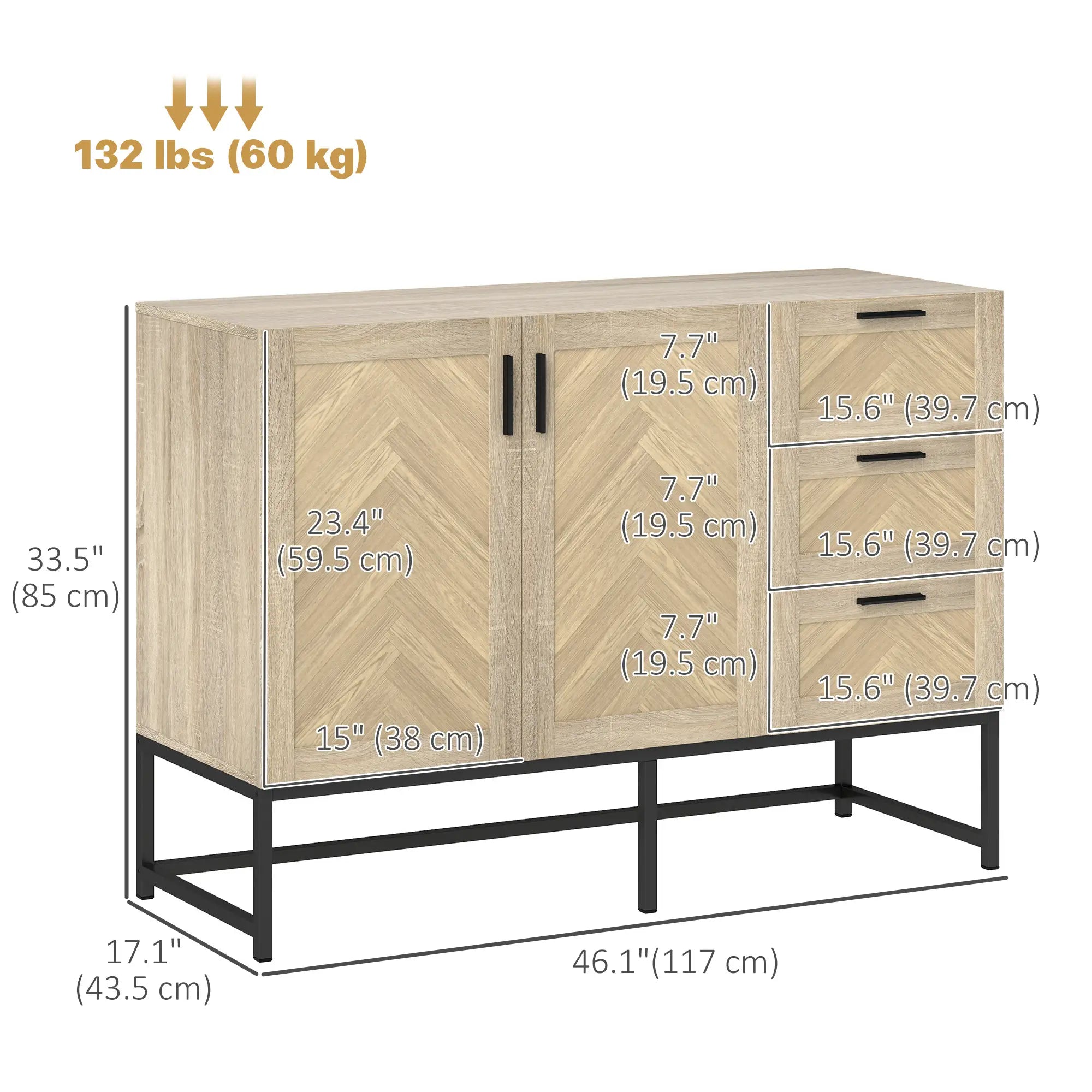 Buffet Cabinet, Coffee Bar with Drawers, Adjustable Shelf, Oak Bar Cabinets at Gallery Canada