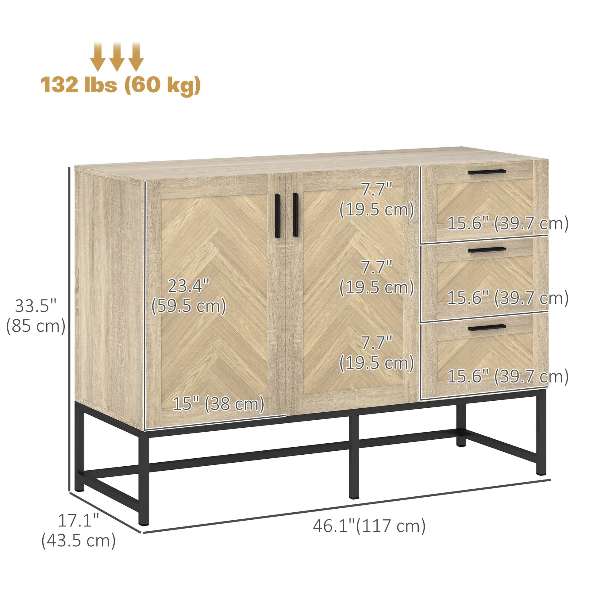 Buffet Cabinet, Coffee Bar with Drawers, Adjustable Shelf, Oak Bar Cabinets at Gallery Canada