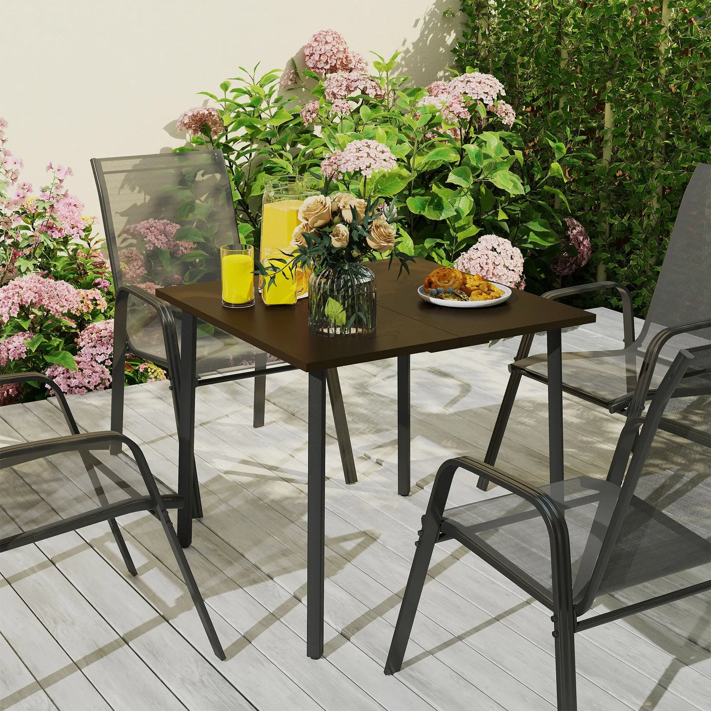 Patio Dining Table, Umbrella Hole, 4-Person, Aluminum Legs, 31.5" x 31.5", Brown Patio Dinning Tables at Gallery Canada