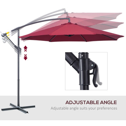 10' Deluxe Patio Umbrella, Banana Hanging Offset Sunshade, Wine Red Cantilever Umbrellas at Gallery Canada