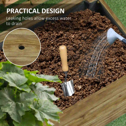 Wooden Planter With Trellis, Raised Garden Bed, 30" x 12" x 61", Nature Wood Wooden Planter Boxes at Gallery Canada