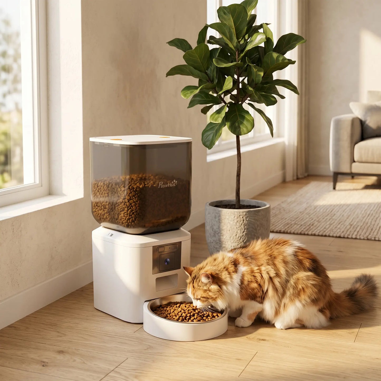 Distributeur automatique pour chat avec caméra, WiFi 2.4G, 8L, double alimentation