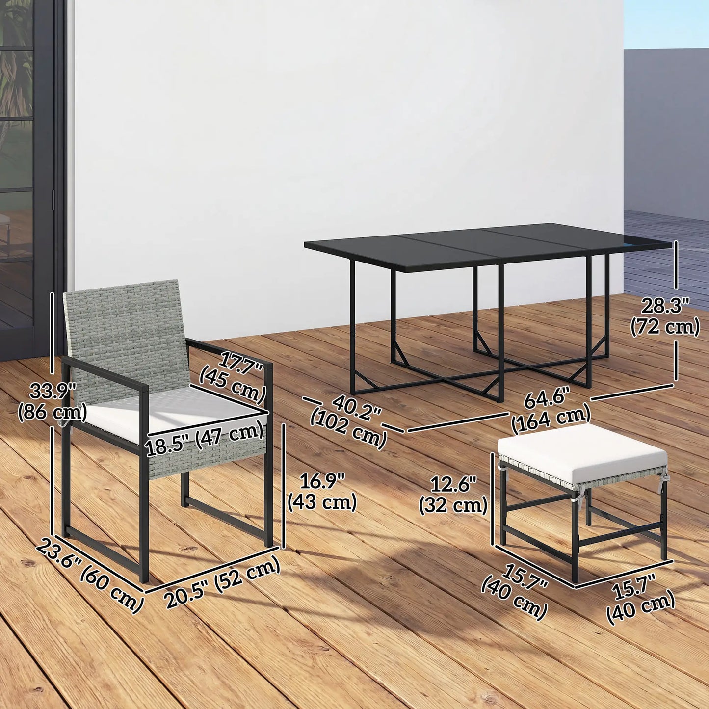 Wicker Patio Dining Set, 6 Armchairs, 4 Stools, Light Grey Outdoor Dining Sets at Gallery Canada
