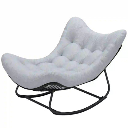 Oversized Rattan Egg Chair, Outdoor Rocking Chair with Cushion, Dark Grey Patio Chairs Dark Grey, Black, Grey at Gallery Canada