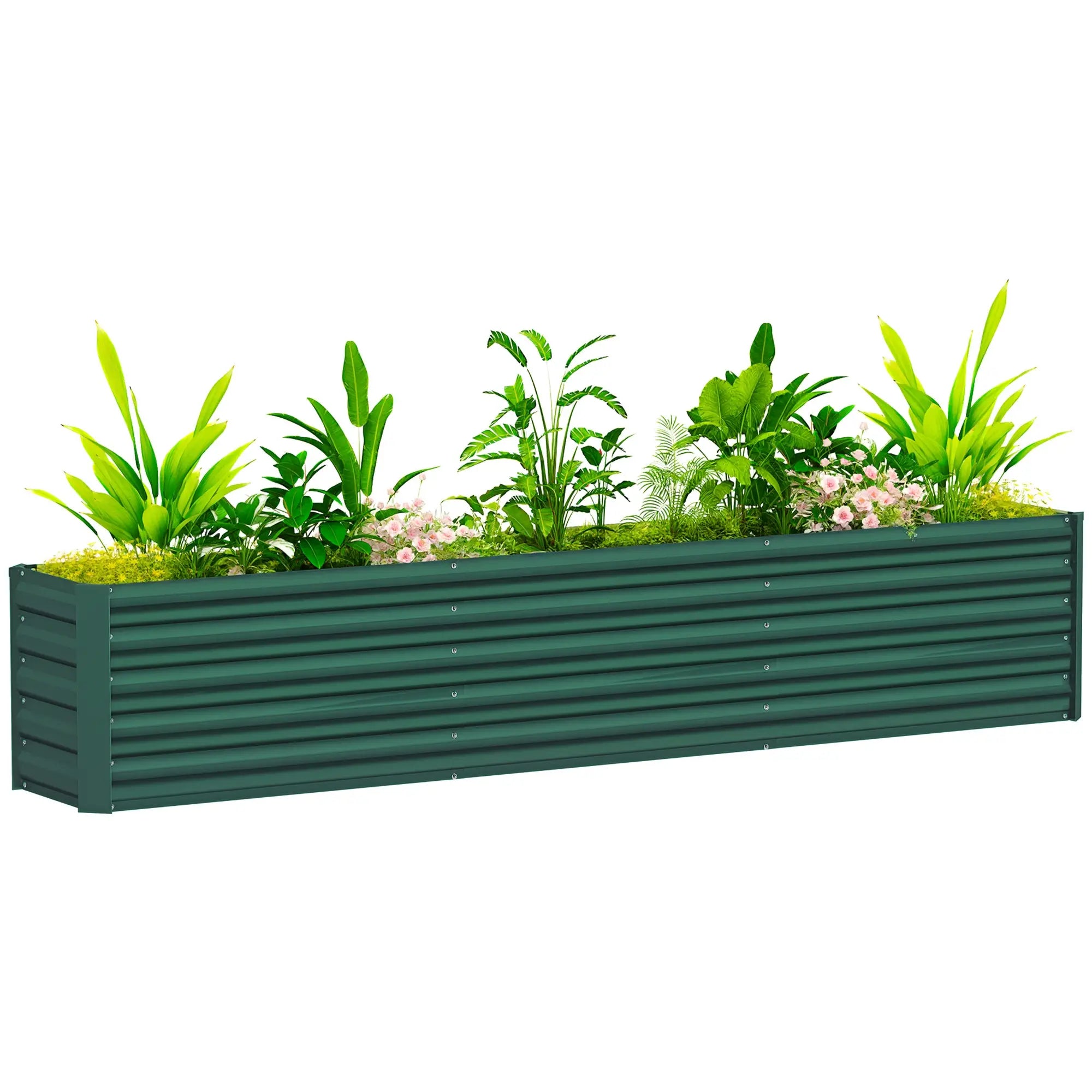 8 x 1.3 x 1.5ft Galvanized Raised Garden Bed, Green Galvanized Planter Boxes at Gallery Canada
