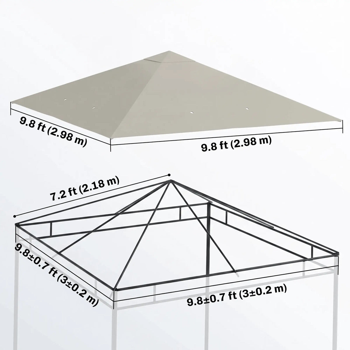 10' x 10' Gazebo Replacement Cover, UPF30+, Grey Gazebo Canopy Replacement at Gallery Canada