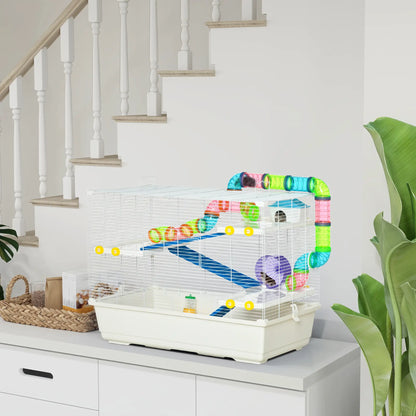31" Large Hamster Cage, Small Animal House, Tunnel Tube System, White Hamster Cages at Gallery Canada