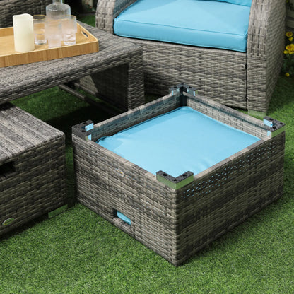 6-Piece Patio Furniture Set, Wicker Sectional Sofa, 2 Recliners, 2 Footstools, Table, Sky Blue Patio Furniture Sets at Gallery Canada