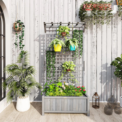 Wood Planter with Trellis, Raised Garden Bed, Privacy Screen, Dark Grey Wooden Planter Boxes at Gallery Canada