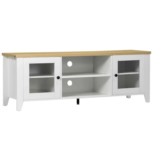 Fireplace TV Stand for 60 Inch TVs, Wood Cabinet with Storage, Oak, White TV Stands White at Gallery Canada