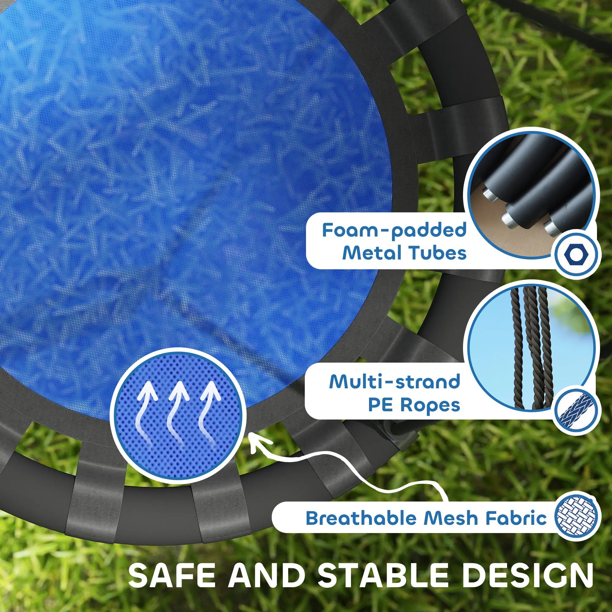 24 Inch Kids Saucer Tree Swing, Adjustable Ropes, Outdoor, Backyard, Blue Gym Sets & Swings at Gallery Canada