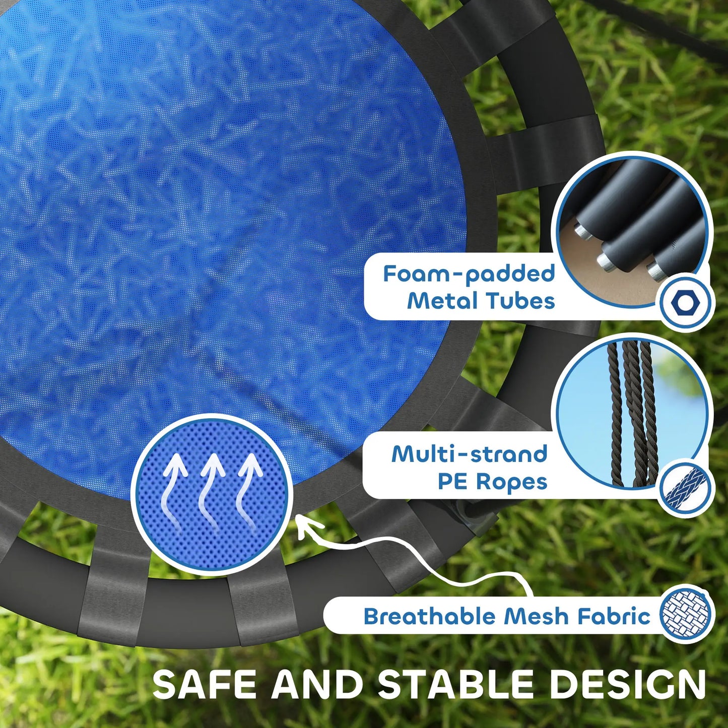 24 Inch Kids Saucer Tree Swing, Adjustable Ropes, Outdoor, Backyard, Blue Gym Sets & Swings at Gallery Canada